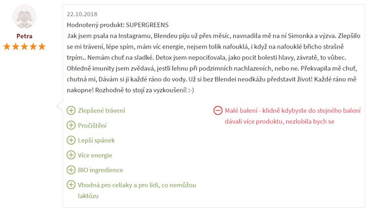 Blendea SuperGreens recenze