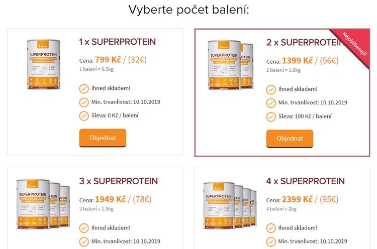 Výběr balení Blendea Superprotein