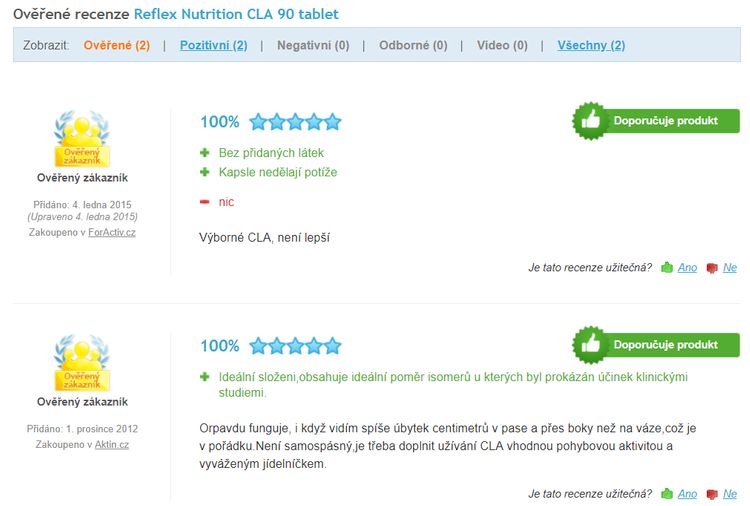 Reflex Nutrition CLA recenze na heureke.cz