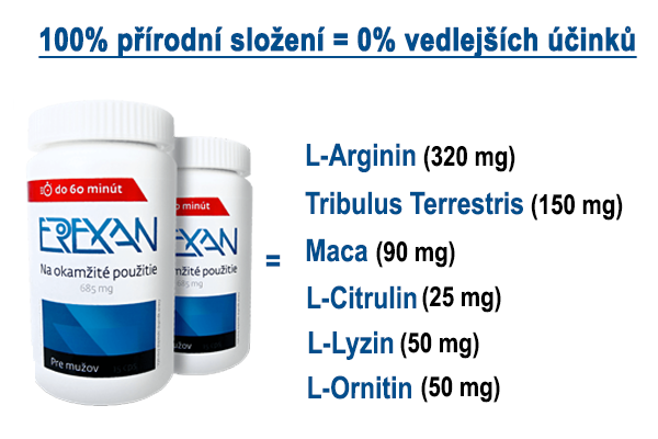 Složení Erexanu je čistě přírodní a tvoří ho aminokyseliny a další účinné látky.