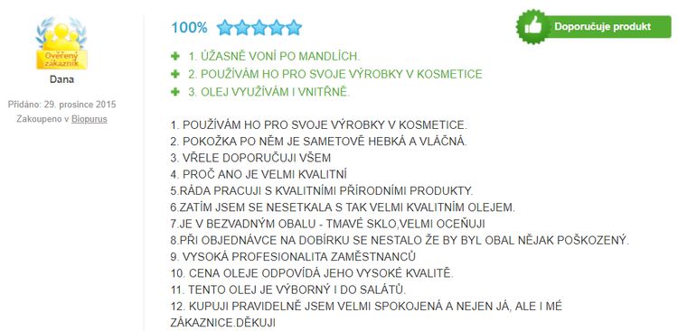 Recenze a zkušenosti s mandlovým olejem