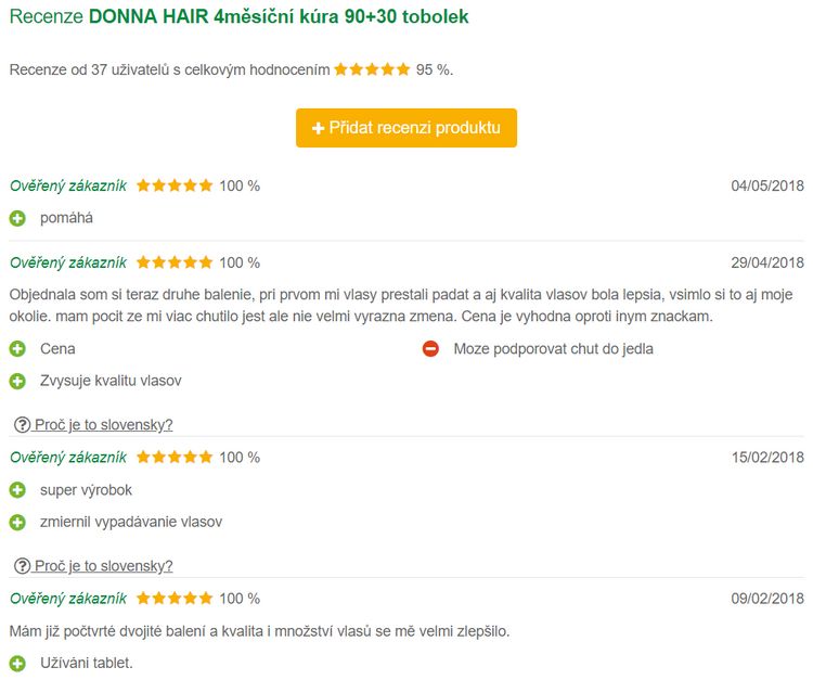 Recenze a zkušenosti s užíváním Donna Hair