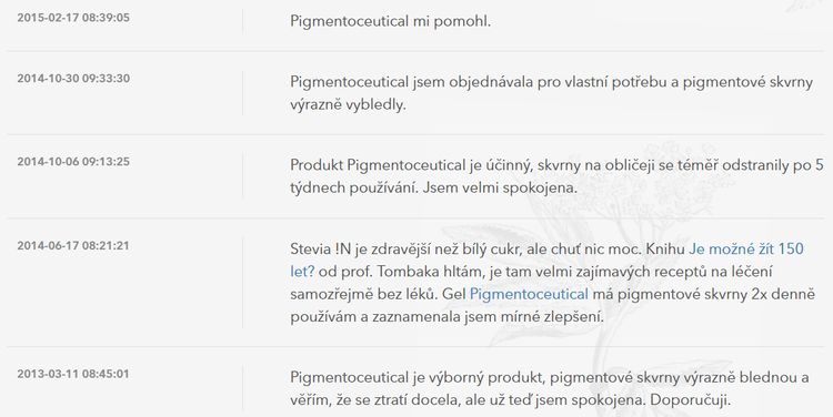 Recenze a zkušenosti s Pigmentoceutical na pigmentové skvrny