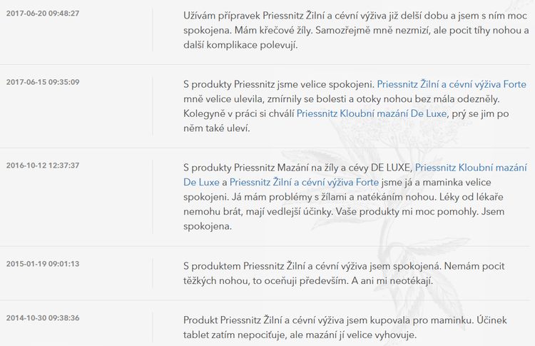 Zkušenosti s Priessnitz Žilní a cévní výživa Forte + Mazání na žíly a cévy De Luxe prozdravi.cz