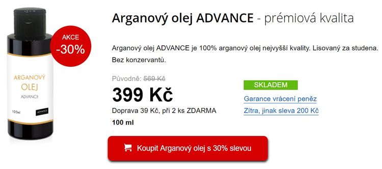 Cena Arganového oleje Advance