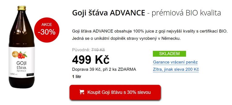 Goji šťáva Advance v akci