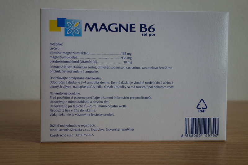 Magne B6 - magnézium v ampulích složení