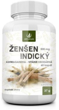 Allnature Ženšen indický 500 mg 60 kapslí