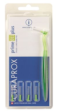 Curaprox CPS 011 prime plus mezizubní kartáček, zelený, 5 ks + držák