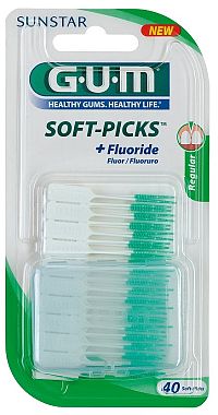 GUM Soft-Picks Regular masážní mezizubní kartáčky s fluoridy, ISO 1, 40 ks