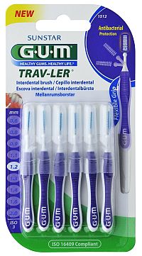 GUM Trav-ler mezizubní kartáček s chlorhexidinem, cylindrický, 1,2 mm, 6 ks