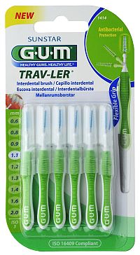 GUM Trav-ler mezizubní kartáček s chlorhexidinem, kónický, 1,1 mm, 6 ks