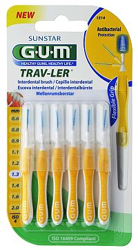 GUM Trav-ler mezizubní kartáček s chlorhexidinem, kónický, 1,3 mm, 6 ks