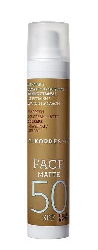 KORRES Red Grape Sunscreen Face Cream Matte SPF50 - zmatňující opalovací krém na obličej, 50 ml