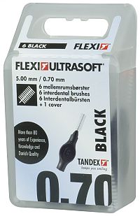 Tandex Flexi Ultra Soft mezizubní kartáčky 0,7 mm, černé, 6 ks