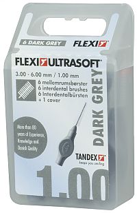 Tandex Flexi Ultra Soft mezizubní kartáčky 1,0 mm, tmavě šedé, 6 ks