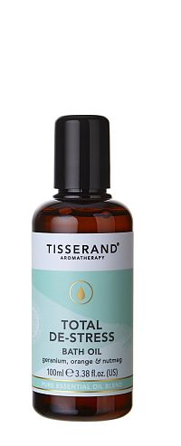 Tisserand Total De-Stress luxusní povzbuzující koupelový olej s pomerančem a geraniem, 100 ml