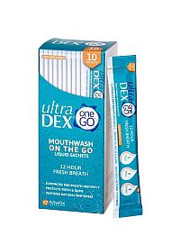 UltraDEX One Go ústní voda bez příchutě, 10 sáčků x 15 ml