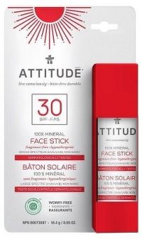 100 % minerální ochranná tyčinka na obličej a rty ATTITUDE (SPF 30) bez vůně 18,4 g