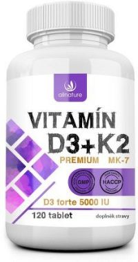 Allnature Vitamín D3+K2 Premium 120 tablet