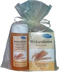 Dárkový balíček v organze Pšeničné klíčky (tělový šampon 50 ml, tuhé mýdlo 50 g)