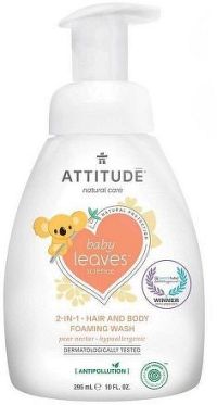 Dětská mycí pěna  (2 v 1) ATTITUDE Baby leaves s vůní hruškové šťávy 295 ml