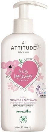 Dětské tělové mýdlo a šampon (2 v 1) ATTITUDE Baby leaves bez vůně 473 ml