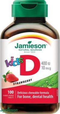JAMIESON Vitamín D3 Kids Jahoda tbl.na cuc.100ks