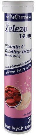 MedPharma Železo 14mg+vit.C+kys.listová tbl.eff.20