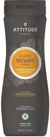 Přírodní pánský šampón & tělové mýdlo (2 v 1) ATTITUDE Super leaves s detoxikačním účinkem - normální vlasy 473 ml
