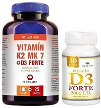 Vitamín K2 MK7 + D3 FORTE 125 tbl. + Vitamín D3 Forte 30 tbl. ZDARMA
