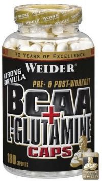 Weider, BCAA + L-Glutamin, 180 kapslí