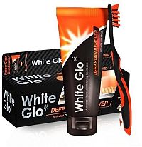 White Glo Profesionální bělící zubní pasta Charcoal 150g + kartáček a mezizubní kartáčky ZDARMA