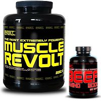 Muscle Revolt + BEEF Amino Zdarma - Best Nutrition 2250 g + 250 tbl. Jahoda