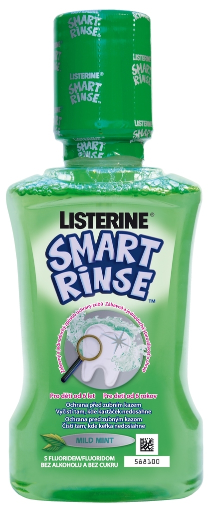 Listerine Smart Rinse Mild Mint ústní voda s fluoridy pro děti od 6 do 12 let, 250 ml