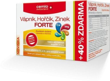 Cemio Vápník Hořčík Zinek FORTE tbl.100+40 ČR/SK