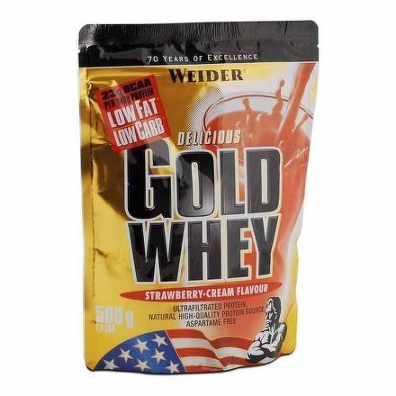 Gold Whey, syrovátkový protein, Weider, 500 g, Jahoda